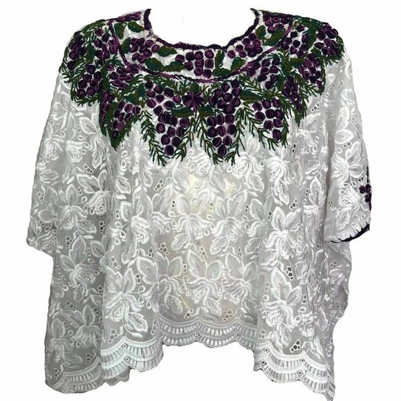 Pre Owned White Hand Made Blouse L